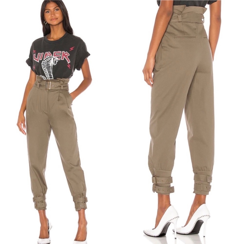 Lovers + Friends Ajax Paperbag Trouser Pant in Olive